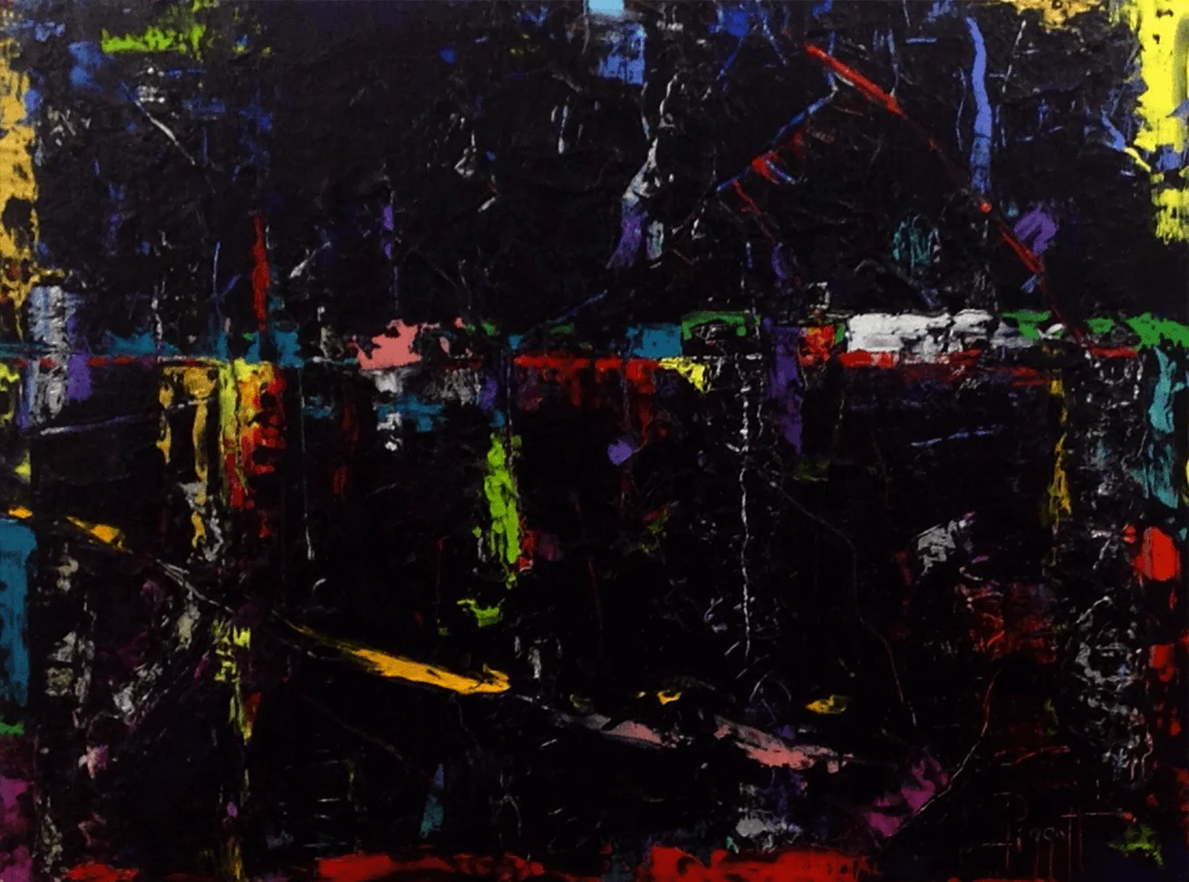 Absence-Presence Black Series #1 by Rupert Piggott - Mixed media & Acryylic on canvas