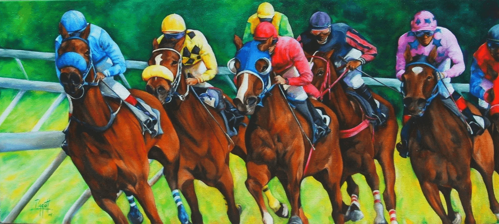 And They're Off by Rupert Piggott - Acrylic on canvas
