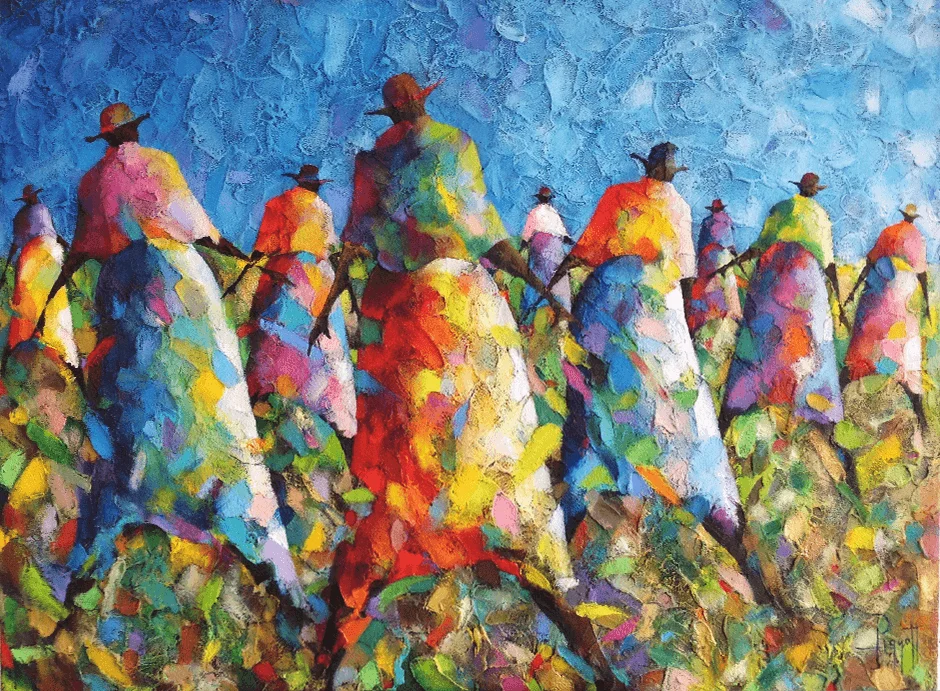 Field workers #3 by Rupert Piggott - Acrylic and Mixed Media on canvas