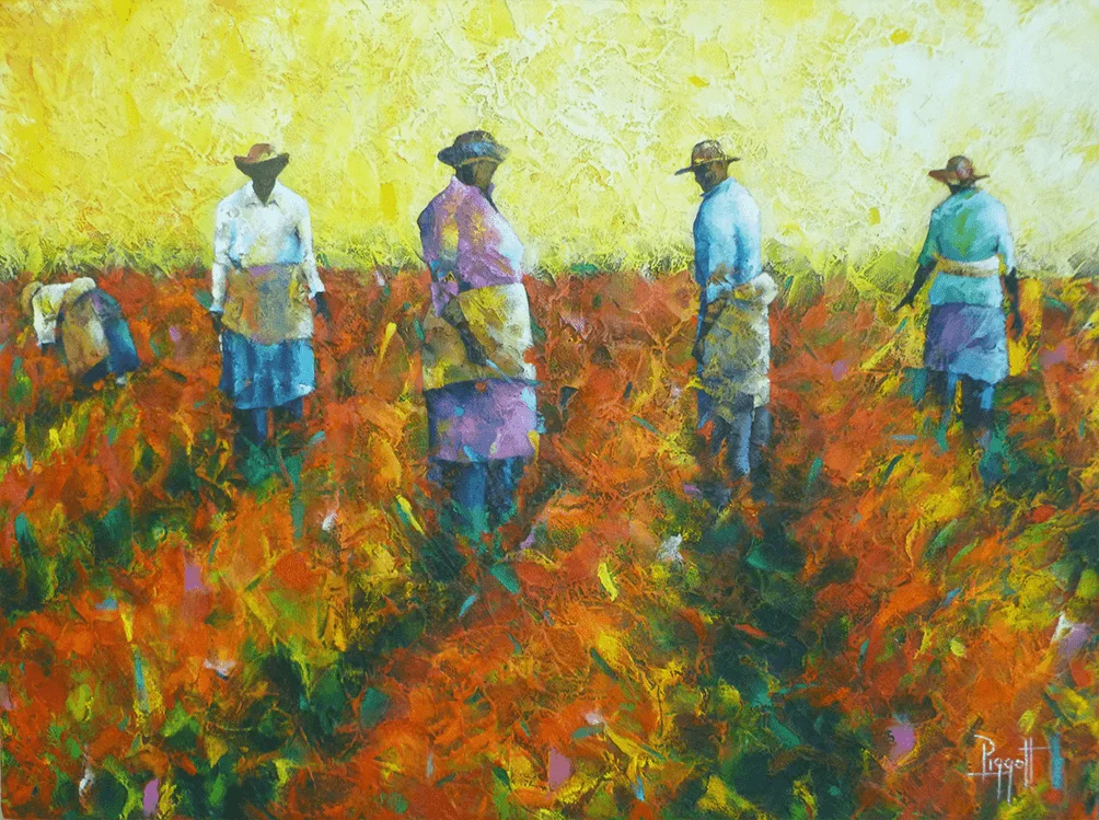 Red Fields by Rupert Piggott - Acrylic & mixed media on canvas