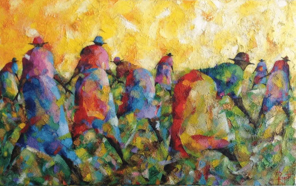 Sun Worshippers #4 by Rupert Piggott - Acrylic & mixed media on canvas