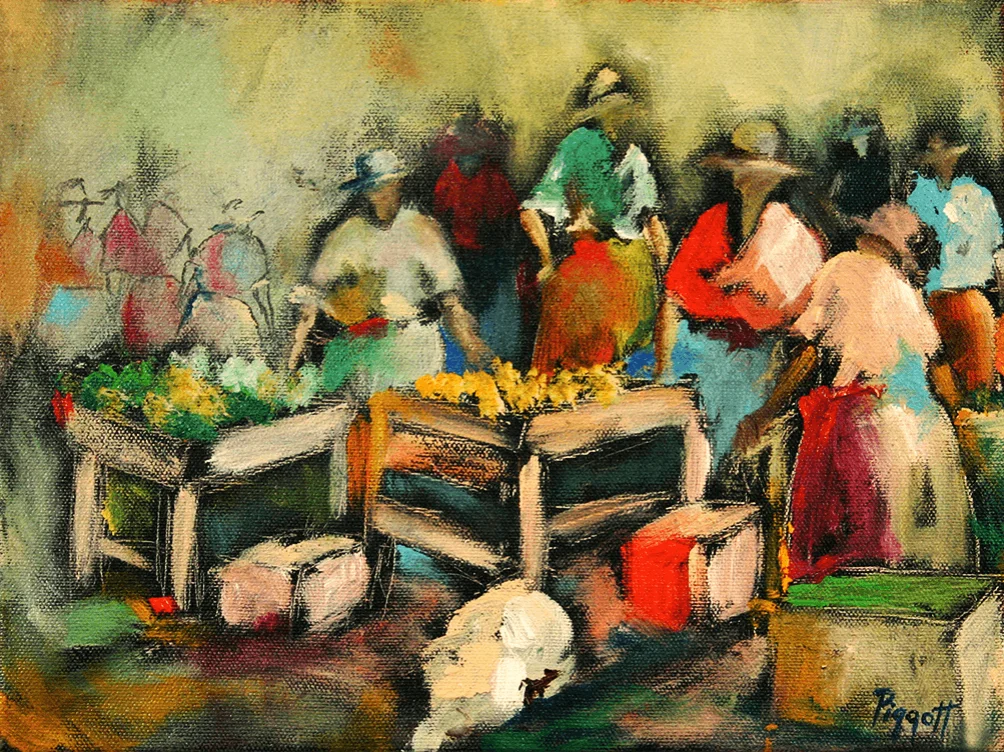 Vendor Market #2 by Rupert Piggott - Acrylic & mixed media on canvas