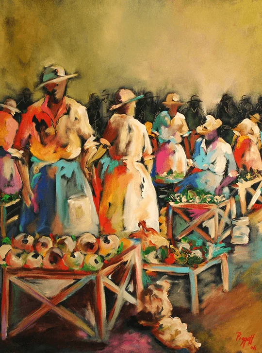 Vendor Market #6 by Rupert Piggott - Acrylic on canvas